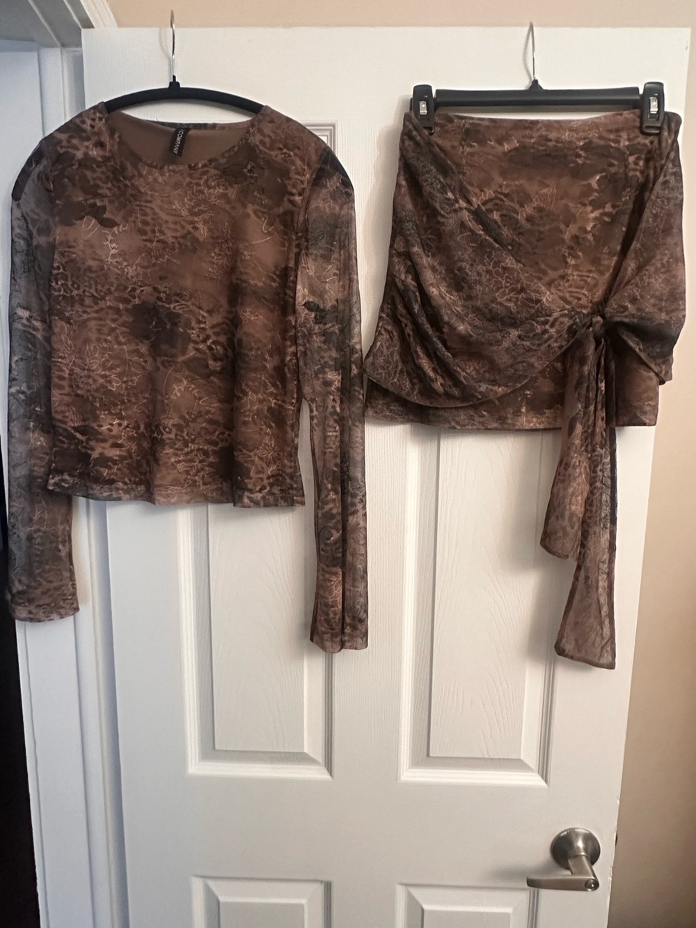 Women's Brown Printed Long Sleeve Top - Unbranded